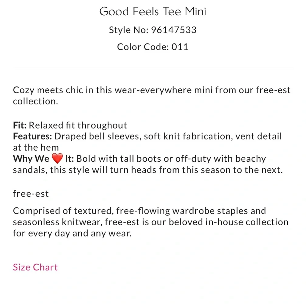 NWOT Free People Free EST Good Feels Tee Mini Dress- Army